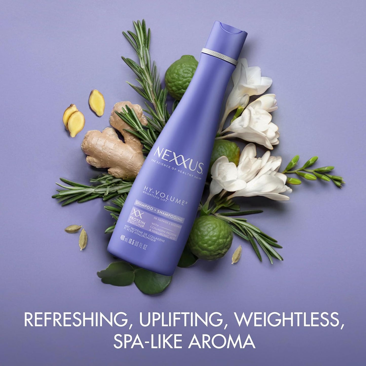 Nexxus Hy-Volume Weightless Lift Shampoo For Flat & Limp Hair Protein Fusion with Collagen Protein & Hyaluronic Acid for 48 Hours of Volume 13.5 Fl Oz