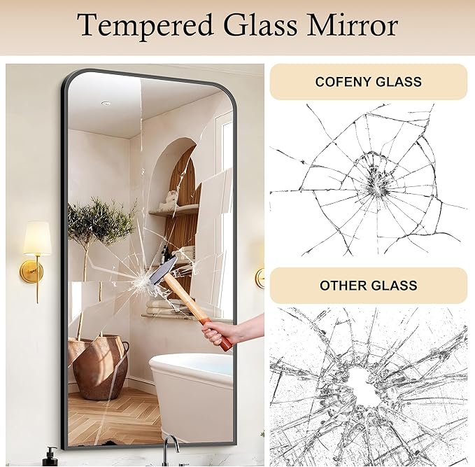 Bathroom Mirror, 30x60 inch Black Rectangle Wall Mounted Mirror with Thin Frame, Large Bathroom Vanity Mirrors for Over Sink, Entryway, Living Room, Bedroom