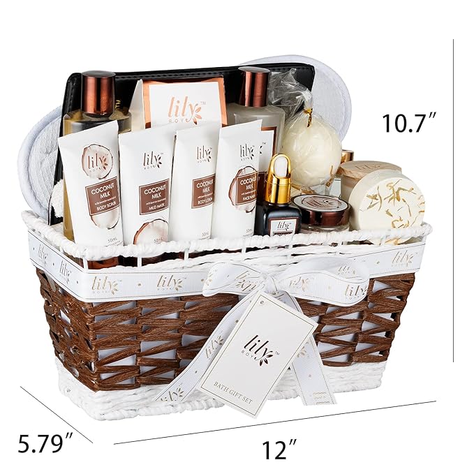 Valentines Day Gifts Gift Basket for Women –18Pcs Bath and Body Gift Set for Mom Spa Basket Set Spa Kit Bath Gifts Set | Self Care, Birthday, Christmas, Mothers Day Bath Gift Baskets Set for Her