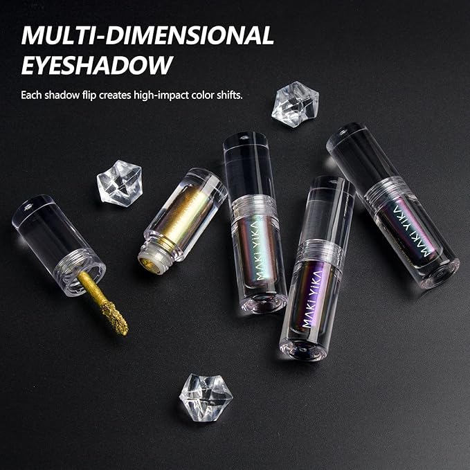 MAKI YIKA Glitter Eyeshadow Purple Liquid Multichrome Eyeshadows Long Lasting Metallic Chameleon Eye Shadow Holographic Eye Topper Glitters (#1 Twilight)