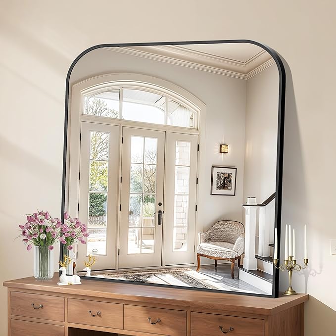 Bathroom Mirror, 36x40 inch Large Black Rectangle Wall Mounted Mirror with Thin Frame, Bathroom Vanity Mirrors for Over Sink, Entryway, Living Room, Bedroom