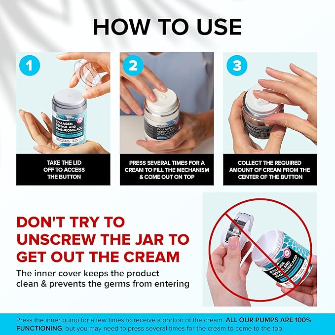 Anti-Aging Face Moisturizer with Retinol, Collagen & Hyaluronic Acid - Made in USA - Moisturizer Face Cream for Women & Men - Firming & Hydrating Neck Cream - Day & Night Skin Care - 3.38 fl oz