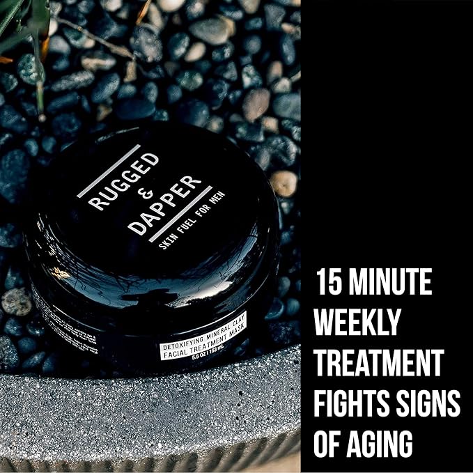 RUGGED & DAPPER - Premium Face Mask for Men - Deep Pore Cleansing Treatment - Fights Blackheads + Acne + Excess Oil - USA Made with Natural Kaolin Clay - 5.5 Oz