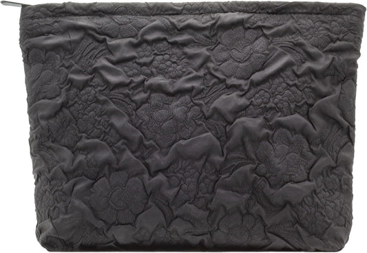 Makeup Bags for Purse Zipper Cosmetic Pouch Large Travel Canvas Make Up Organizer Tool Pouch for Women and Girls,Flower Black