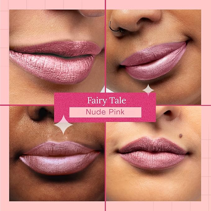 Aromi Metallic Matte Liquid Lipstick | Dusty Rose Pink, Light Rosy Mauve Lip Color with Shimmery Finish, Long-lasting, Waterproof, Vegan (Fairy Tale)