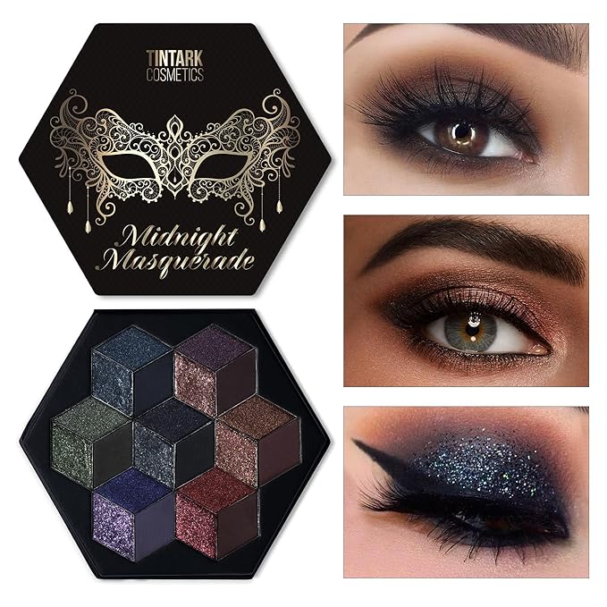 Black Smokey Eyeshadow Palette, Midnight Masquerade 21 Colors – Spectrum of Black Matte Shimmer Glitter Eye Shadow for Halloween Goth Makeup, Highly Pigmented, Talc Free
