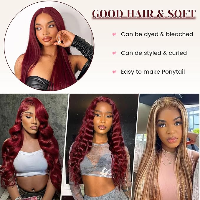 99J Burgundy Human Hair Bundles 16A Raw Straight Bundles Human Hair,100% Unprocessed Burmese Virgin Remy Hair Extensions,No Tangle Shedding (99J Burgundy Bundles, 14 16 18 Inch)
