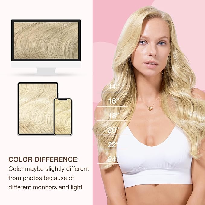 GOO GOO Sew in Hair Extensions Real Human Hair, Weft Hair Extensions Human Hair, 60A Platinum Blonde 20inch 100g, Weft Bundles Straight Silky Remy Hair