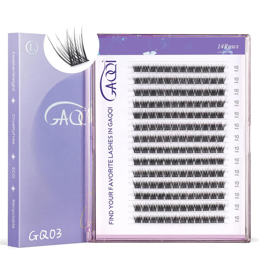 GAQQI Lash Clusters, Eyelash Cluster C Curl 10mm Cluster lashes, Individual Lashes 168pcs False Eyelashes Wispy Cluster Eyelash Extensions (GQ03, C Curl, 10mm)