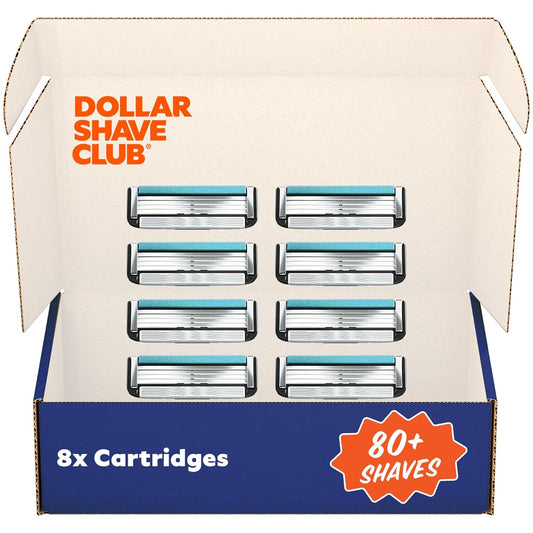 Dollar Shave Club | 4 Blade Razor Refills (8 Pack) | Swift Rinse Blades for Longer and Thicker Hair
