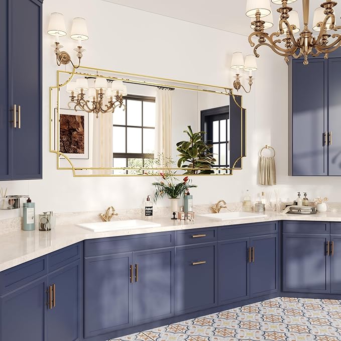 Kelly Miller 70"x30" Large Gold Beveled Full Length Mirror, Traditional Farmhouse Rectangular Wall Mirror for Bedroom, Living Room, Hallway, Entryway