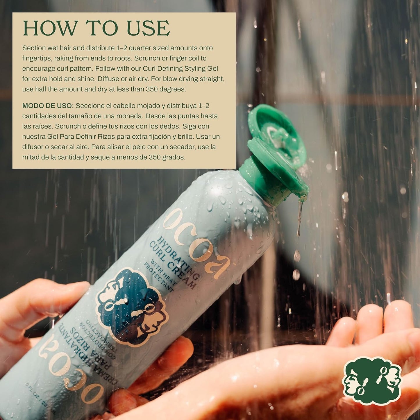 OCOA Beauty Hydrating Curl Cream with Hibiscus, Mango Butter, and Marula Oil - Defines, Moisturizes, Controls Frizz & Protects from Heat - For Curly & Wavy Hair, 8 oz