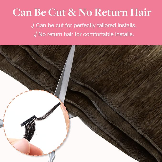 GOO GOO Genius Human Hair Extensions, Sew In Remy Weft, 4/27/4 Balayage Chocolate Brown to Caramel Blonde 20inch 120g, Hand Tied Weft