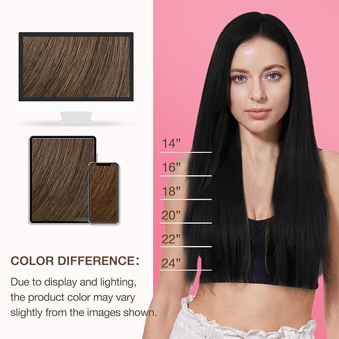 GOO GOO Genius Human Hair Extensions - Sew In Rooted Remy Weft, 4A Chocolate Brown 18 Inch 50g, Hand Tied