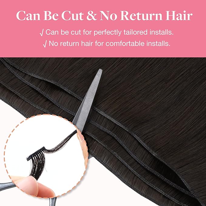 GOO GOO Genius Human Hair Extensions - Sew In Rooted Remy Weft, 2 Dark Brown 14 Inch 80g, Hand Tied