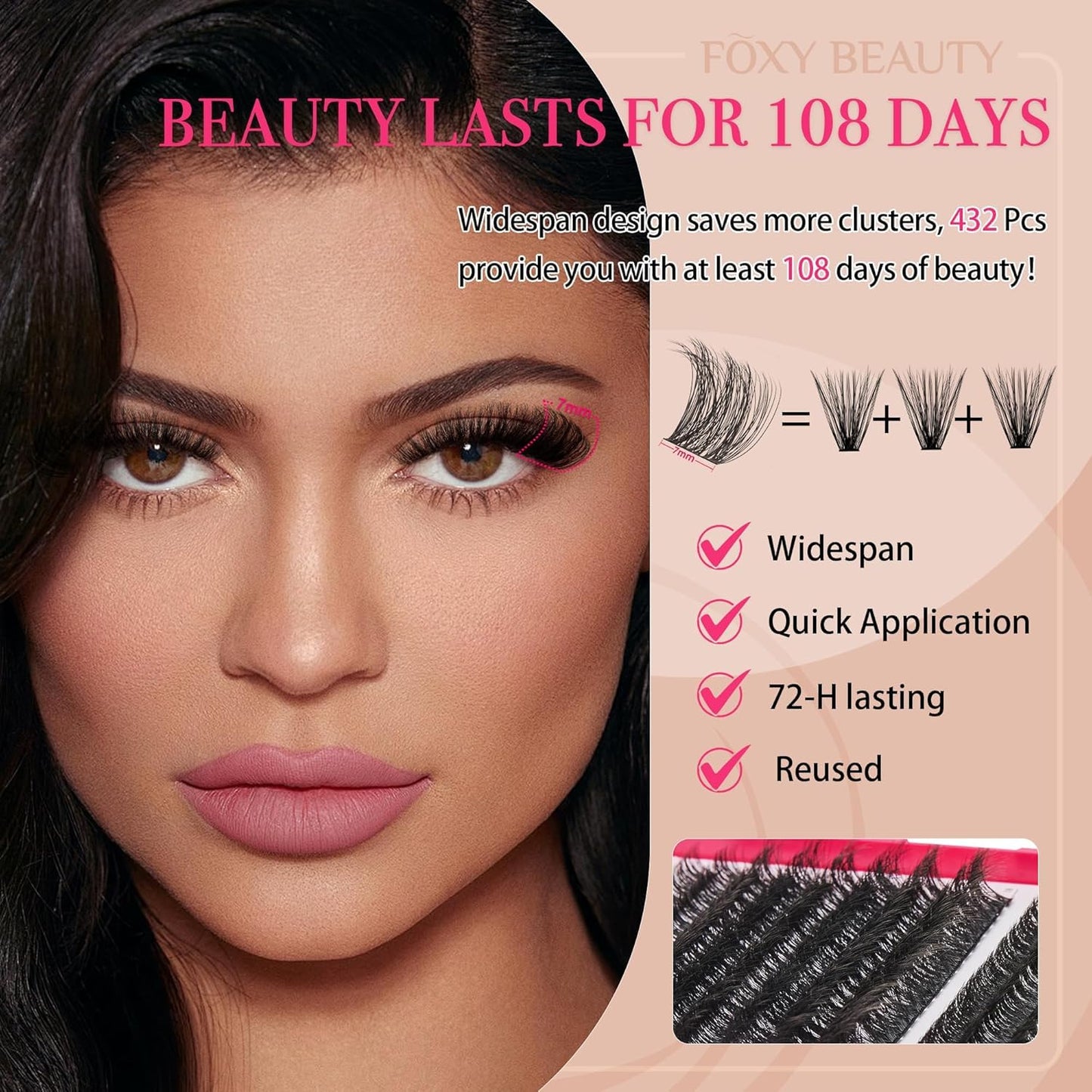 Diva Lash Clusters Kit - 432 Pieces Lash Clusters D Curl Lash Extension Kit Fluffy Lash Clusters Kit WideSpan Individual Lashes 12-20mm Eyelash Clusters, Eyelash Extension Kit With Bond and Seal