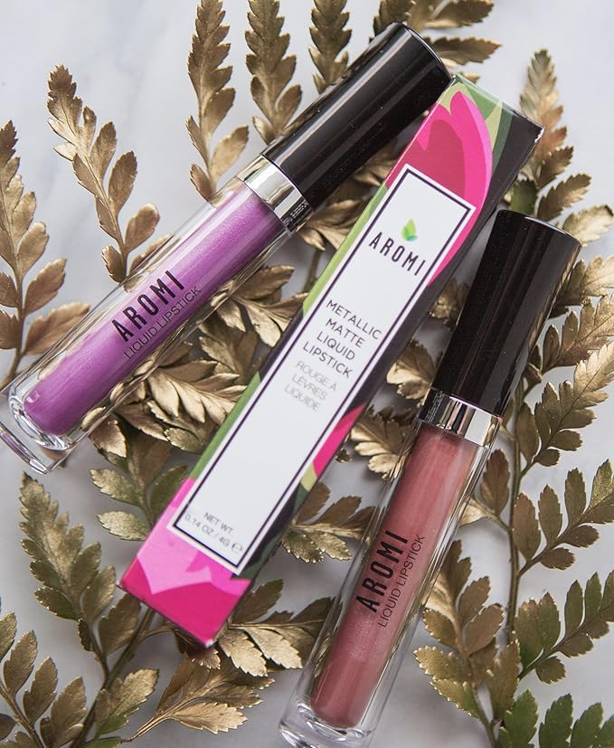 Aromi Tan Metallic Liquid Lipstick | Sepia Bronze Lip Color with Shimmery Finish, Vegan, Cruelty-free, Long-Lasting, Smudge-Proof, Handmade (Peachy Tan) | Shimmery Finish, Long-lasting, Vegan Lipstick, Metallic, Tan Lipstick