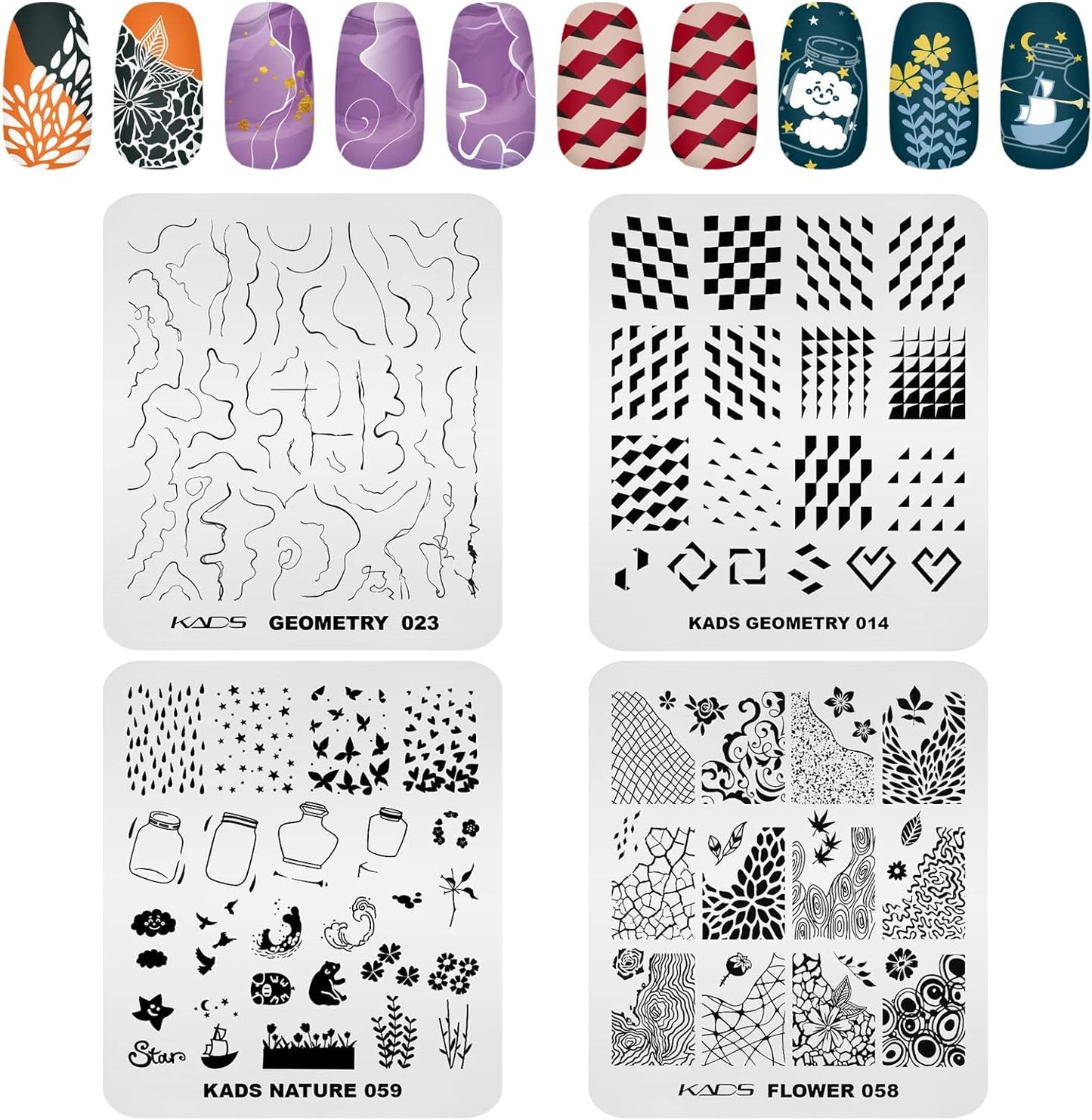 KADS 20pcs Nail Stamp Plates set Nails Art Stamping Plates Leaves Flowers Animal Nail plate Template Image Plate (20Pcs + Stamper)