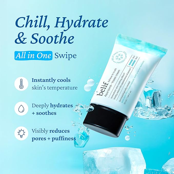 belif Aqua Bomb BOO-tiful Hydrated Skincare Set: Korean Skincare Set with Aqua Bomb Moisturizer, Frozen Cream, 2-Step Skincare for All Skin Types