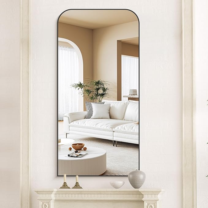 Bathroom Mirror, 24x48 inch Black Rectangle Wall Mounted Mirror with Thin Frame, Bathroom Vanity Mirrors for Over Sink, Entryway, Living Room, Bedroom