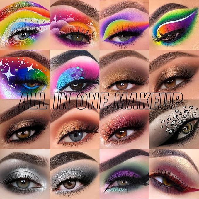 UCANBE Eyeshadow Palette with 15Pcs Brushes Makeup Set, Pigmented 86 Colots Make Up Pallet Gift Sets, Matte Shimmer Metallic Eye Shadow Highlighter Contour Blush Powder Christmas Valebtines Beauty Kit