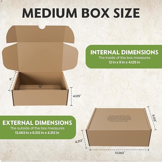(15 Pack) Cardboard Shoe Boxes – Medium 12x9x4.125 Inch | Heavy Duty Shoe Boxes for Shipping – Corrugated Mailing Boxes with Self-Locking Lid – Excellent as Replacement Shoeboxes & Gift Packaging