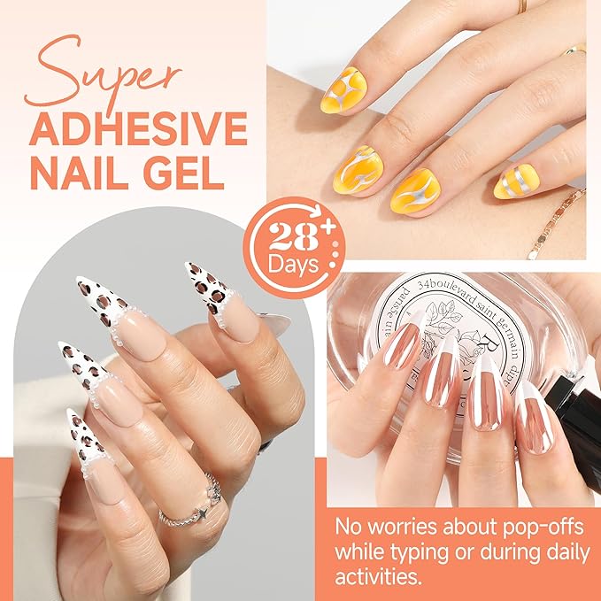 UNA GELLA Gel Nail Glue,30g U V/LED Lamp Required Super Strong Solid Nail Glue Gel 2pcs For Fake Acrylic Nails Tips Press Ons Extension Soak Off DIY Salon