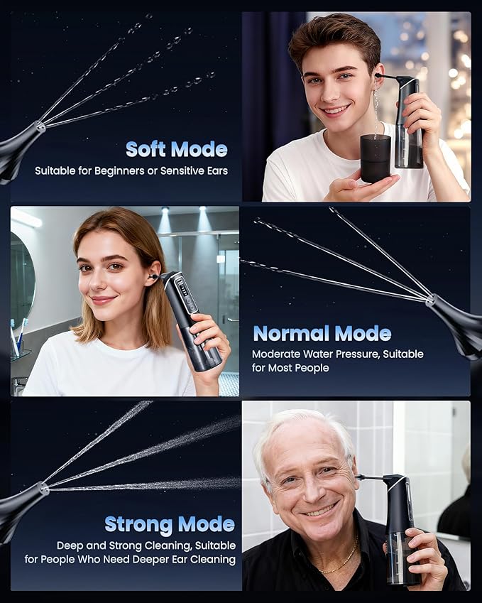 Ear Wax Removal, ONLYCARE FSA - HSA Eligible Earwax Removal Kit, Safe Ear Cleaner with Water Temp Sensor, Electric Ear Irrigation Flushing System, IPX7 Waterproof, USB Chargeable for Effective Clean