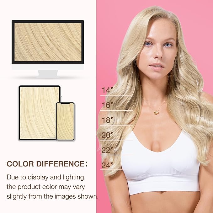 GOO GOO Genius Weft Hair Extensions Human Hair, Sew In Hair Extensions Rooted Remy Weft, 60A Platinum Blonde 22inch 60g, Hand Tied Weft Hair Extensions