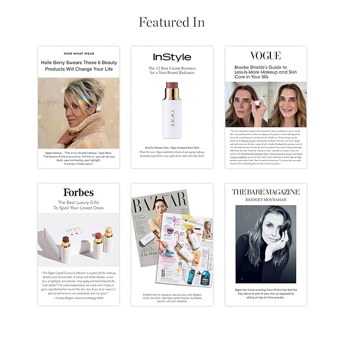 Ogee Face Stick Crystal Collection Trio - Contour Stick Makeup Collection - Certified Organic Contour Palette - Includes Bronzer Stick, Blush Stick & Highlighter Stick