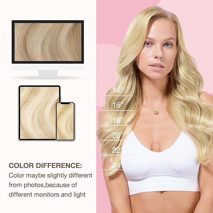 GOO GOO Sew in Hair Extensions Real Human Hair, Weft Hair Extensions Human Hair, 18A/613A Dark Blonde Highlighted Bleach Blonde 22inch 145g, Weft Bundles Straight Silky Remy Hair