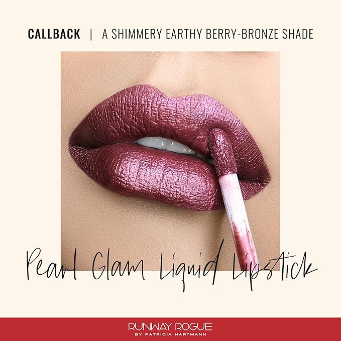 Runway Rogue Pearl Glam Long Wear Shimmer Liquid Lipstick, Metallic Earthy Berry-Bronze Lipstick with Silver and Gold Shimmer, ‘Callback’