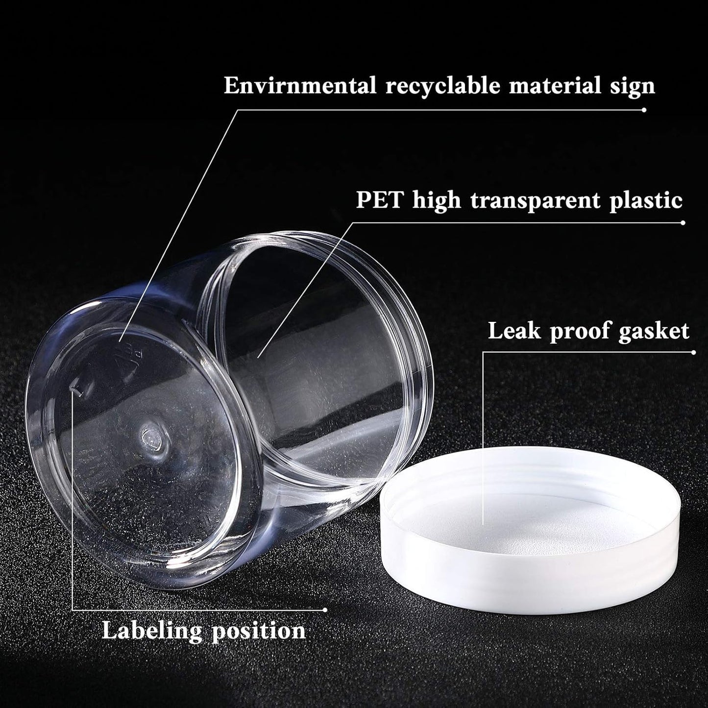 SATINIOR 100 Pcs Plastic Jars with Lids Small Containers Lids Wide Mouth Small Plastic Containers for Lotion Cream Rhinestones Body Butters Travel Storage(8 oz,White)