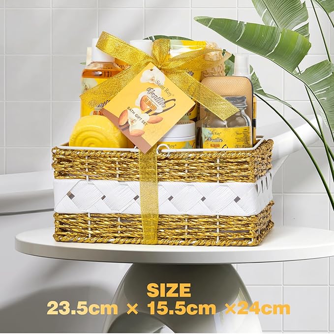 Valentines Day Gifts Spa bath baskets Luxury gifts, Christmas Gift for Women, Large basket 25 pcs for Women & Men Bath and Body Shower Bath Kit, Vanilla Honey Almond birthday box Mother's Day