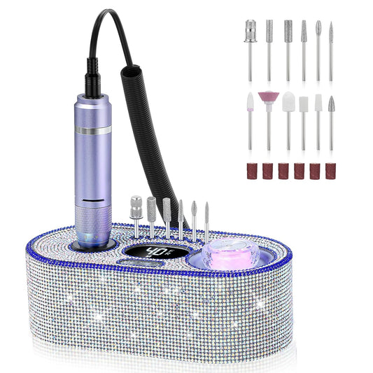 Nail Drill Electric File: DEDNMSCA Sparkly Professional Nail Drill Kit, 40000RPM E-File Machine with 12 Drill Bits for Acrylic Nails Remove Nail Gel Polish Manicure for Salon Home, Diamond