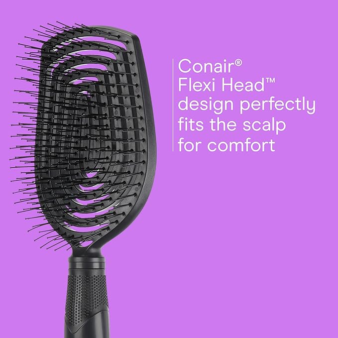 Conair Scalp Care Detangling hairbrush - Curly Hair Brush - Scalp Massager - hairbrushes for women & men - detangler for all lengths and types - can use wet or dry - Black Onyx