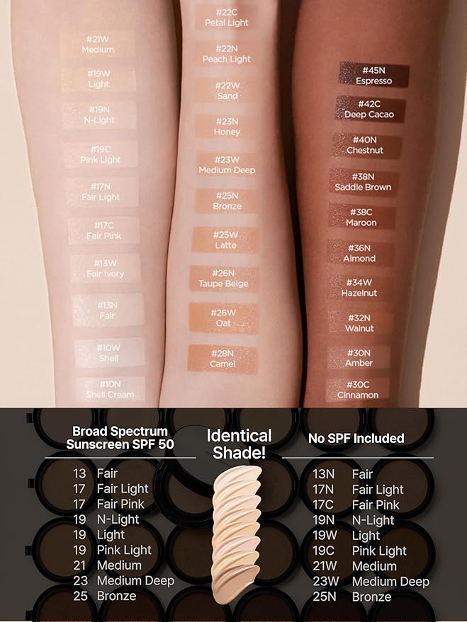 JUNG SAEM MOOL Essential Skin Nuder Cushion Refill | Natural Finish, Buildable Coverage Cushion Foundation by Korean Makeup Artist (Refill Only, 0.49 Fl Oz, SPF 50), 21 Medium