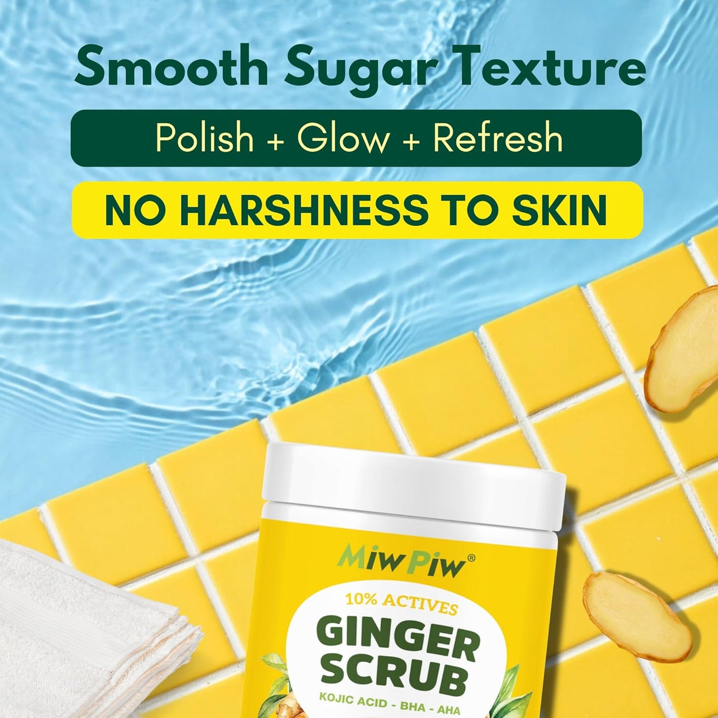Ginger Body Scrub with AHA/BHA – Lymphatic Drainage, Exfoliating, Anti-Cellulite, Skin Firming, Underarm Detox