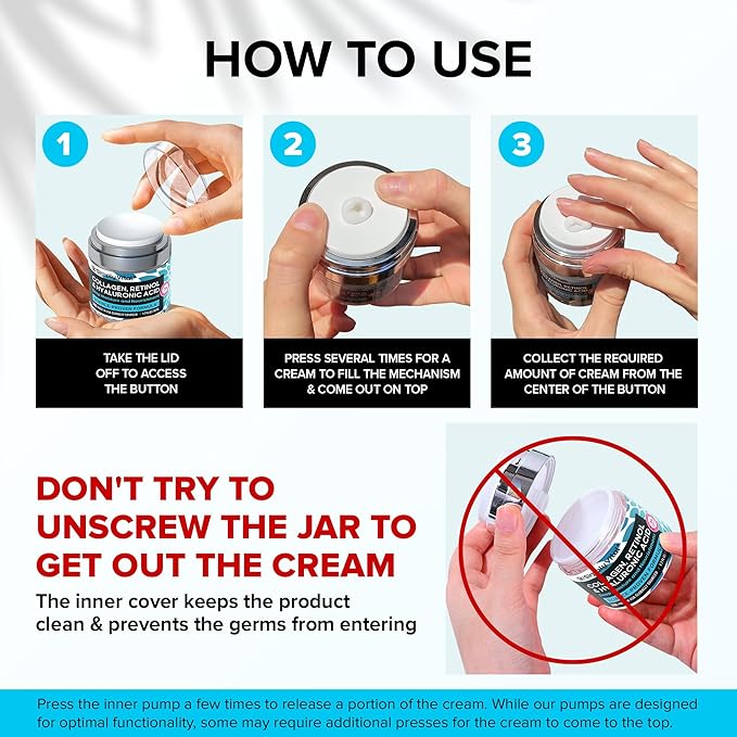 Anti-Aging Face Moisturizer with Retinol, Collagen & Hyaluronic Acid - Made in USA - Moisturizer Face Cream for Women & Men - Firming & Hydrating Neck Cream - Day & Night Skin Care - 1.7 fl oz