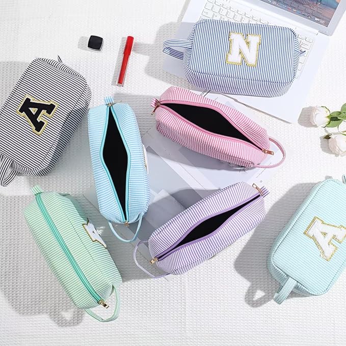 YOOLIFE Birthday Gifts for 6 7 8 9 10 11 12 13 14 15 Year Old Teen Girl - Initial Makeup Bag Letter Toiletry Pouch Cosmetic Case, Personalized Teen Girl Gifts Trendy Stuff Party Favor, Pink R