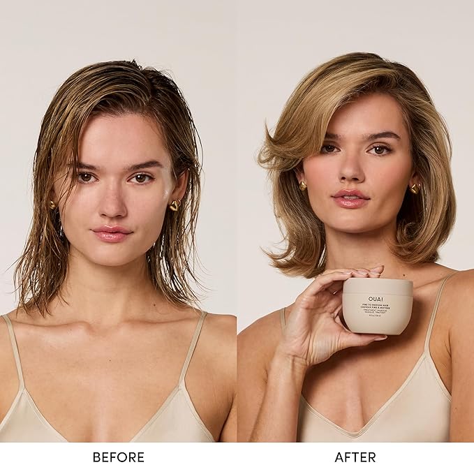 OUAI Fine to Medium Hair Treatment Masque - Hydrating Hair Mask to Help Repair Strands & Increase Shine - With Shea Butter, Keratin and Panthenol - Paraben, Phthalate & Sulfate Free (8 Fl Oz)