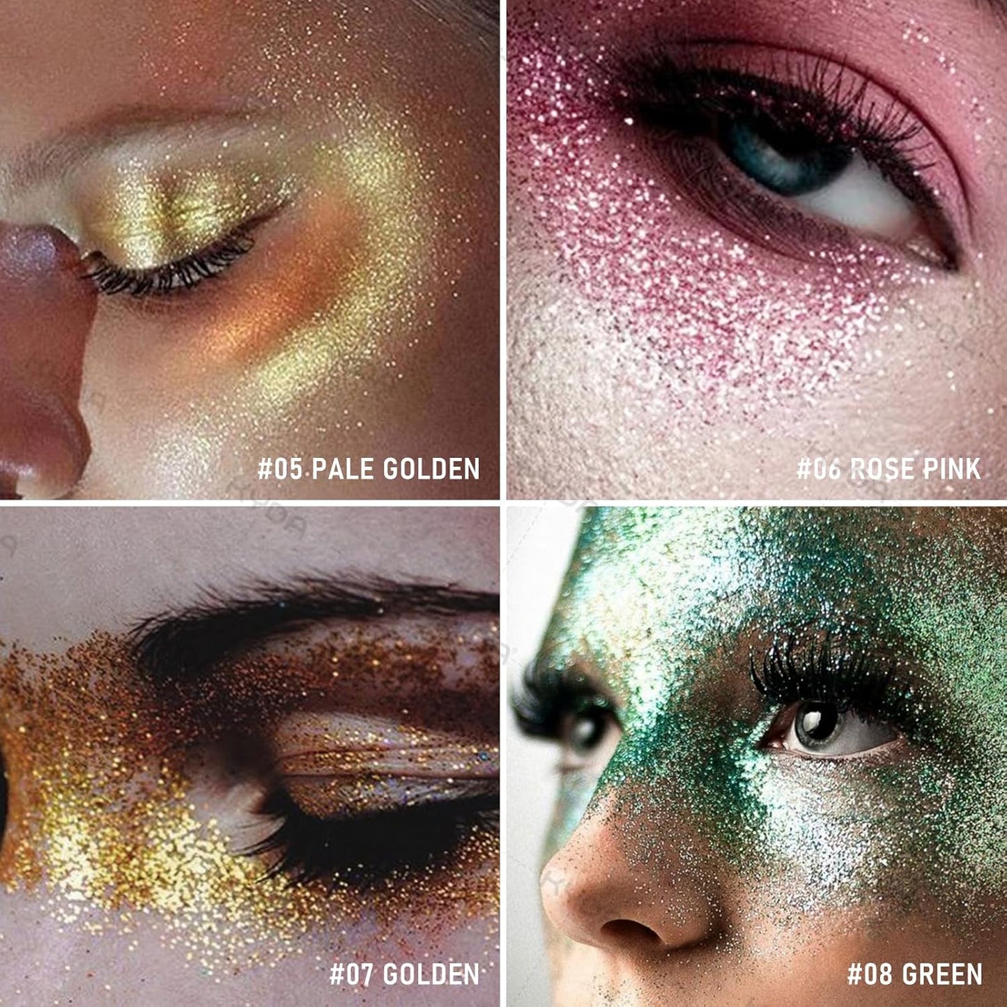 KYDA Highlighter Powder Spray, High Glossy Shimmer Sparkling Powder for Face and Body Glitter Makeup, Body Glitter Spray, Pale Golden