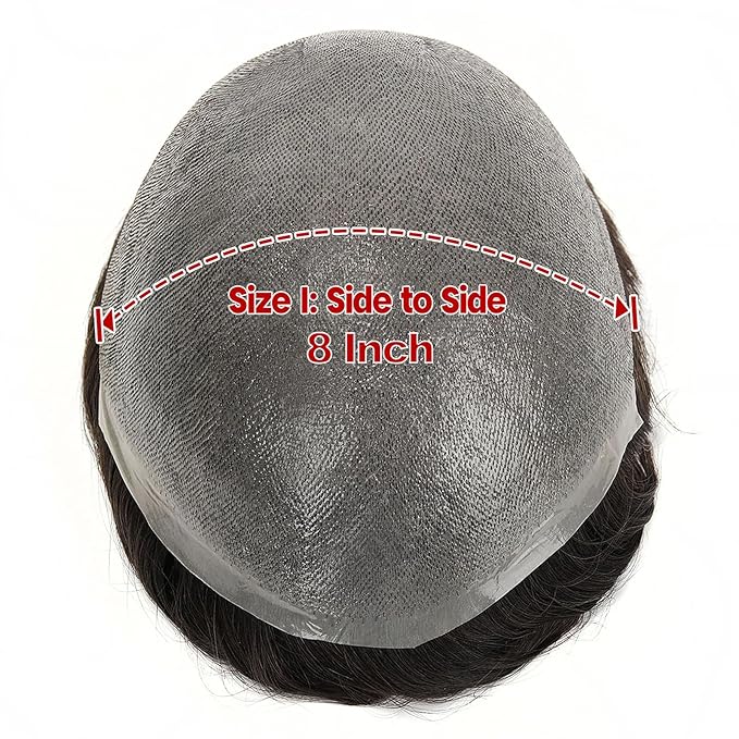 0.08mm PU Mens Hair System, #3 Dark Brown V-Looped Invisible Hairline 8x10 Inch Base Size Knotless 110% Medium Density 6 Inch Hair Length Toupee
