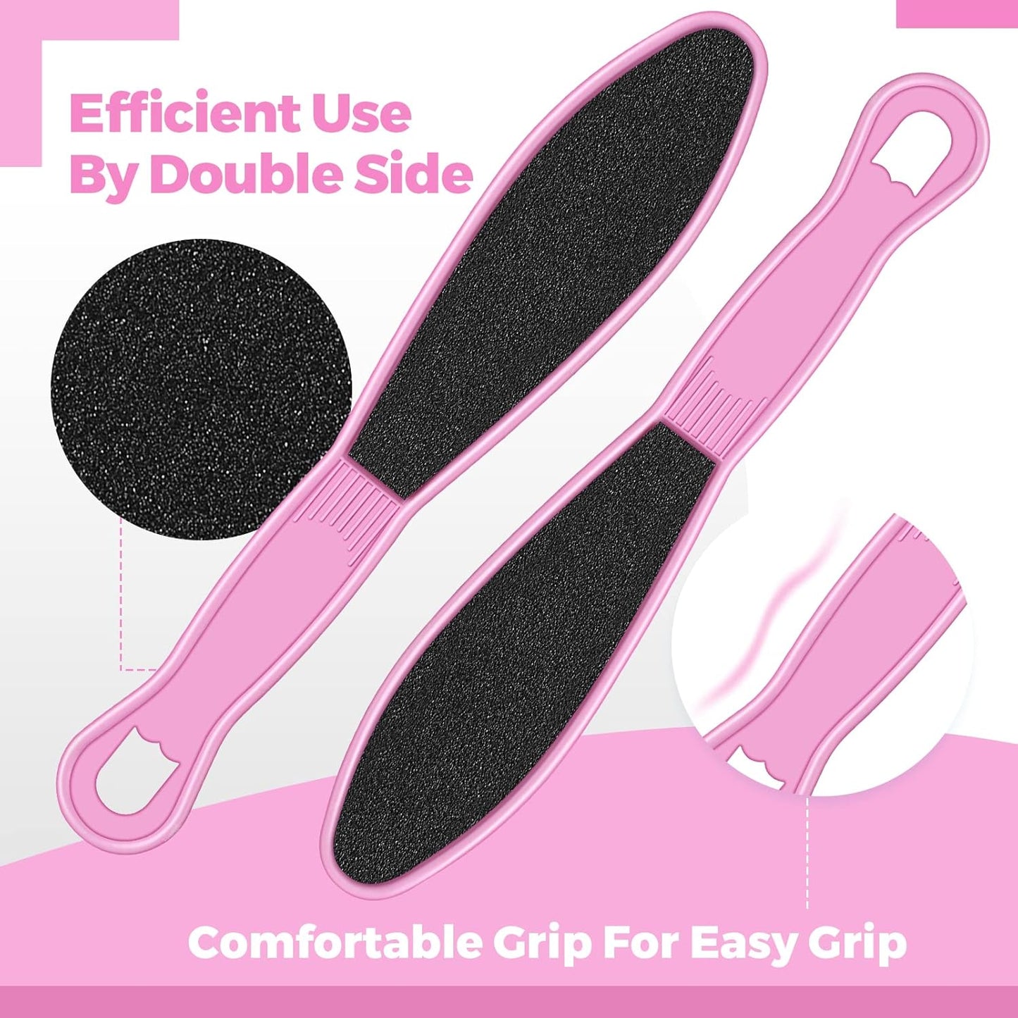 100 Pcs Pedicure Foot File Double Sided Callus Remover Sandpaper Foot Heel Rasp Tool for Dead Skin Foot Sander Foot Scraper Scrubber with Plastic Handle for Feet Spa (Pink)