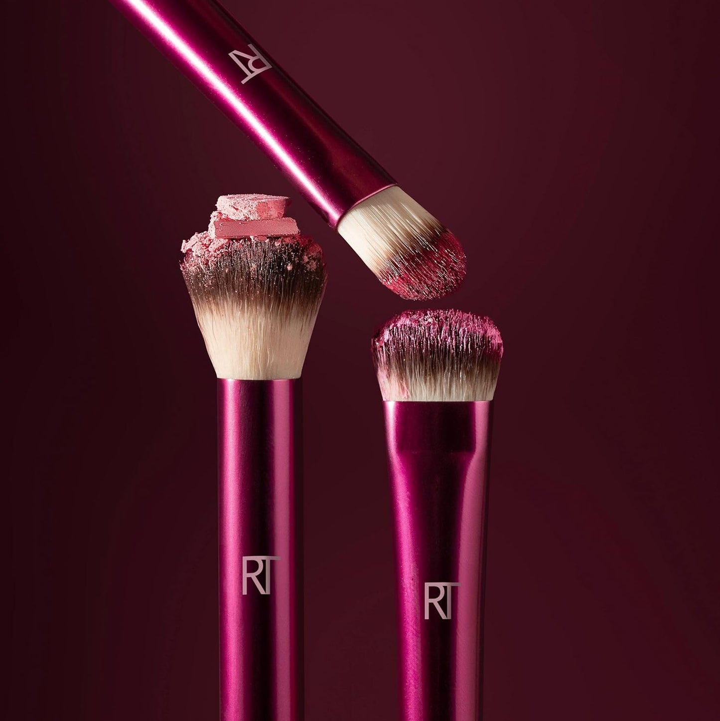 Real Techniques Cherry On Top MesmerEYES Brush Trio, Limited Edition Makeup Brush Set, Synthetic Bristles, Eyeshadow Blending Brushes, Vegan & Cruelty-Free, For Powder & Cream Shadow, 3 Piece Set
