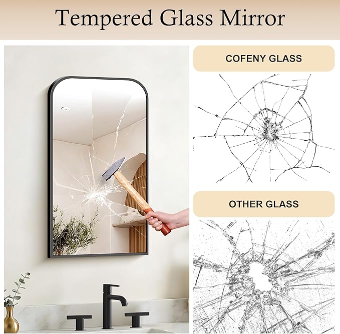 Bathroom Mirror, 18x30 inch Black Rectangle Wall Mounted Mirror with Thin Frame, Bathroom Vanity Mirrors for Over Sink, Entryway, Living Room, Bedroom