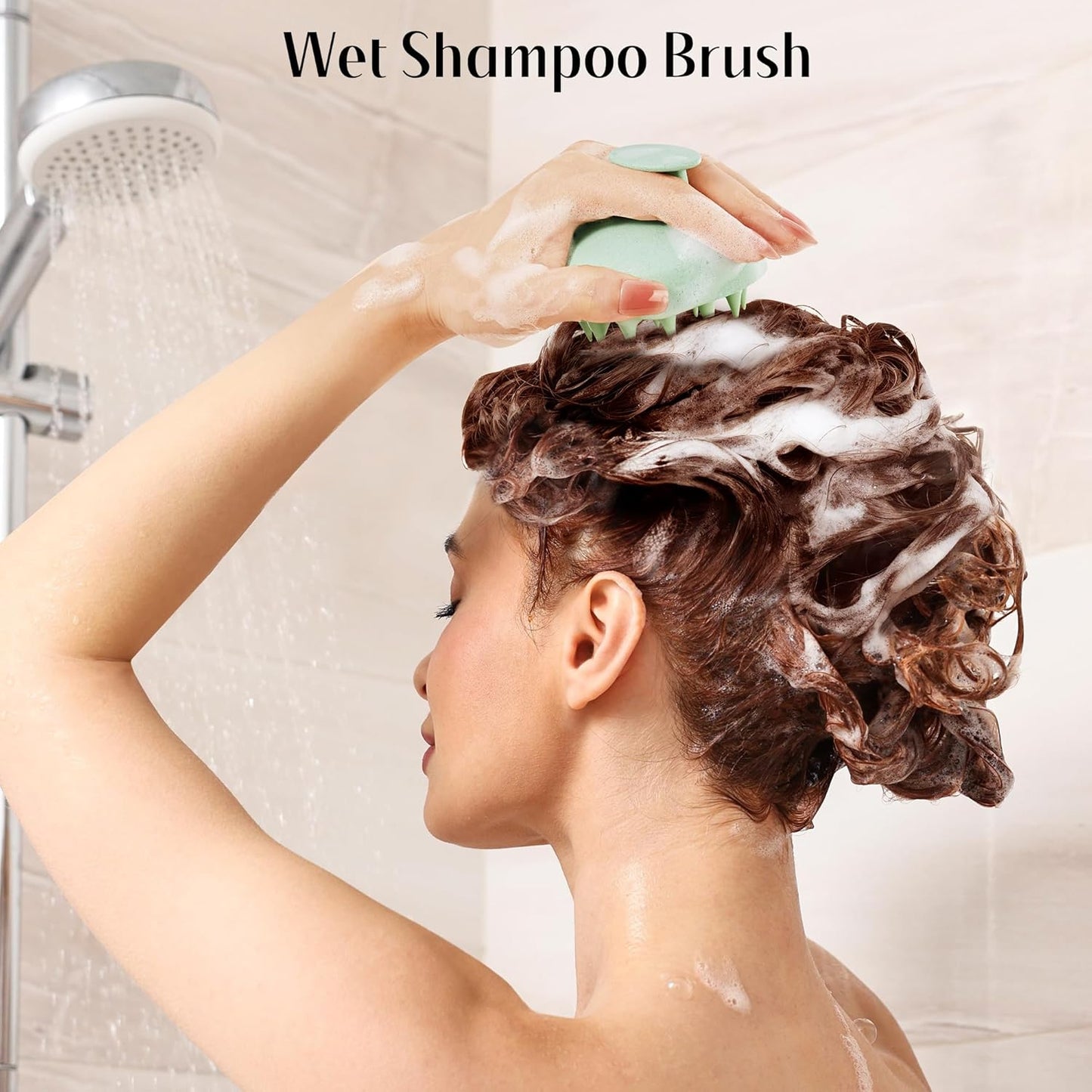 HEETA Scalp Scrubber Shampoo Brush, Scalp Massager Tool for Hair Growth, Soft Silicone Bristles for Dandruff Removal Wet Dry Use Women Men Kids Pet, Fit All Hair Types Care, Green