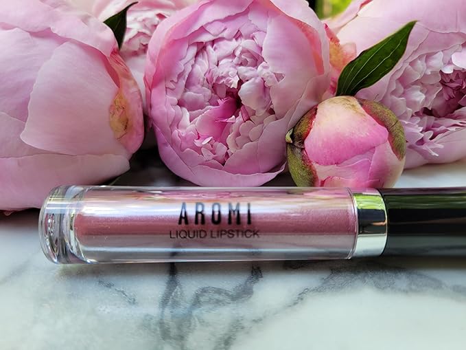 Aromi Metallic Matte Liquid Lipstick | Dusty Rose Pink, Light Rosy Mauve Lip Color with Shimmery Finish, Long-lasting, Waterproof, Vegan (Fairy Tale)