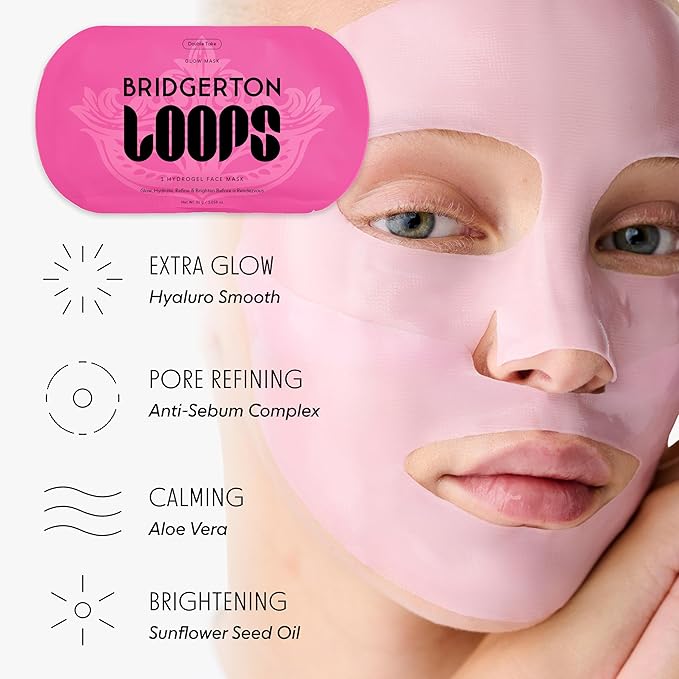 LOOPS Beauty Bridgerton™ NETFLIX Enduring Romance Set -The Best Hydrogel Face Masks for Every Skin Moment Face Mask - 2 Hydrating Masks - Dream Slleep and Double Take - All Skin Types, 2pc