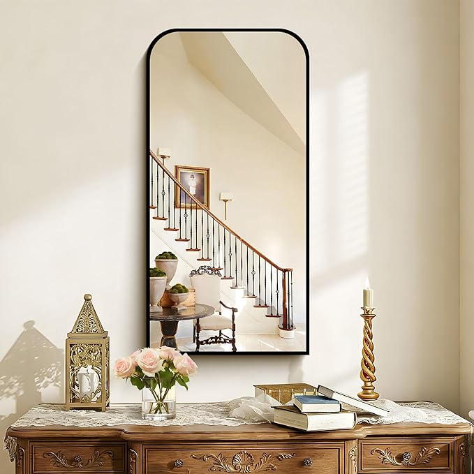 Bathroom Mirror, 18x36 inch Black Rectangle Wall Mounted Mirror with Thin Frame, Bathroom Vanity Mirrors for Over Sink, Entryway, Living Room, Bedroom